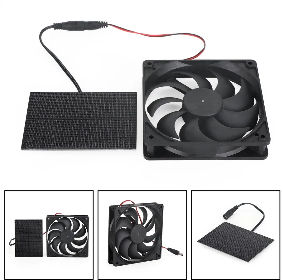 

3W 12V Solar Exhaust Fan Air Extractor 6 Inch Mini Ventilator Solar Panel Powered Fan for Dog Chicken House Greenhouse RV