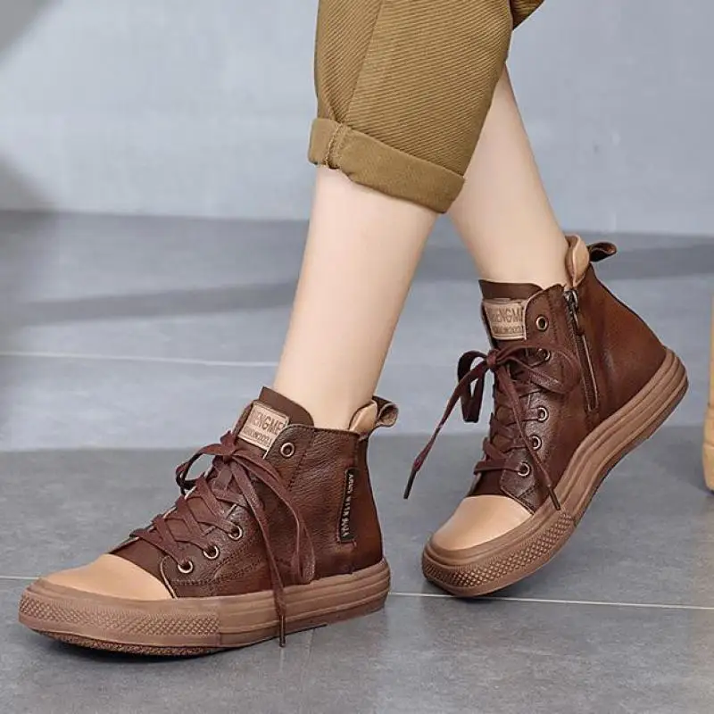 

Женские ботинки с квадратным носком YourSeason, из натуральной кожи, на молнии, на плоской платформе, смешанные цвета, для весны и зимы, 2022