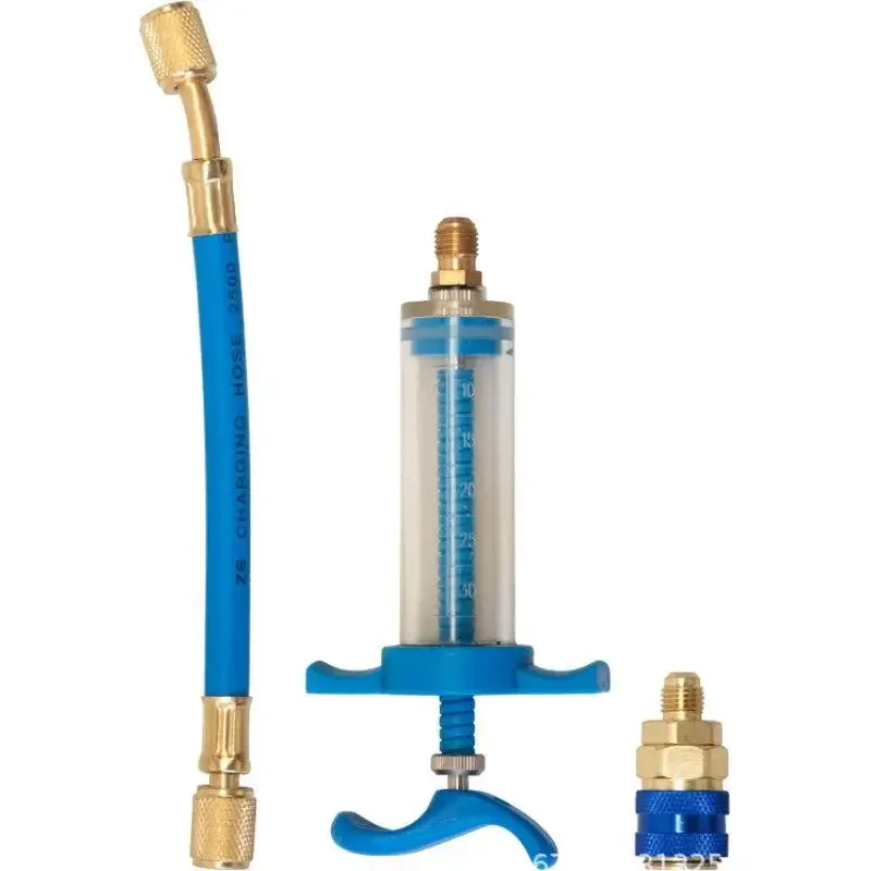 

R134A Форсунка для жидкого топлива, 2 унции, шприц для масла/крашивания, автомобильный кондиционер, наполнитель краски/масла, инжектор для заправки воздуха, 1/4, воздушная жидкость Sae, хладагент S2T3