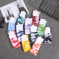 spring summer new tie dye socks hip hop pure color all cotton man and woman socks harajuku japanese fashion woman socks