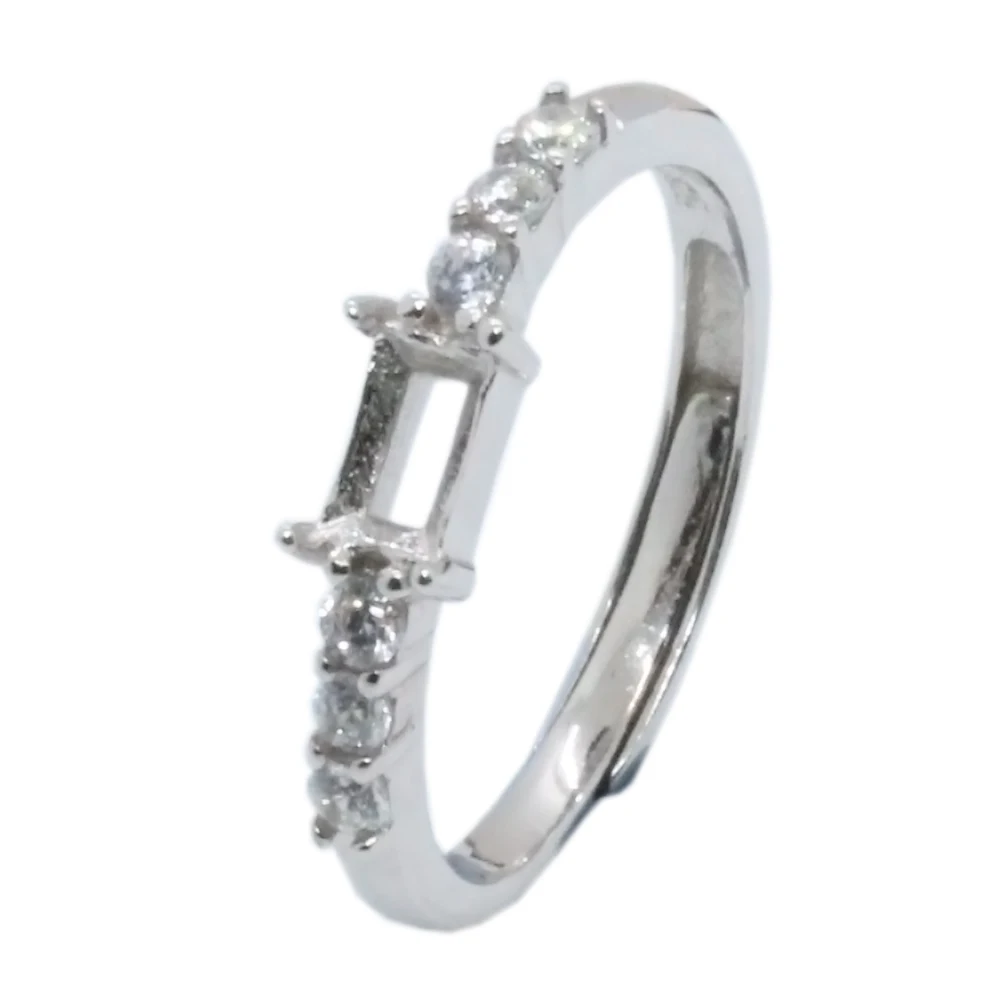 

CoLifeLove Multiple Sizes Fashion 925 Silver Ring Setting 3mm*5mm Semi Mount Gemstone Ring Bases