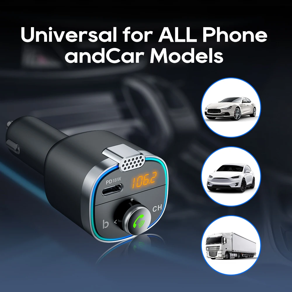 

Bluetooth 5.0 FM Transmitter Handsfree Car Radio Modulator MP3 Player With 20W USB QC3.0 Super Quick Charge Adapter for Car