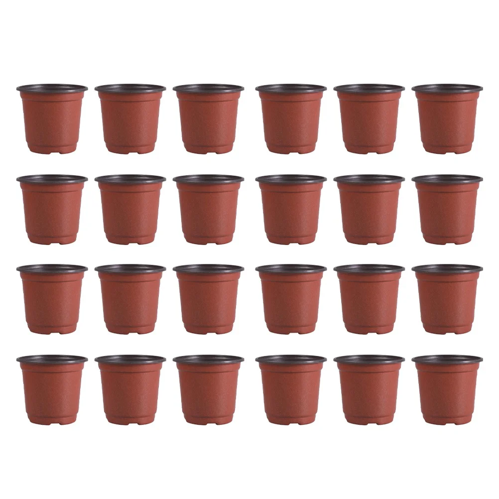 100PCS Plastic Flowerpot Creative Breathable Flower Pot Succulents Flower Pot Basin Pot - Diameter 90mm (Brown)