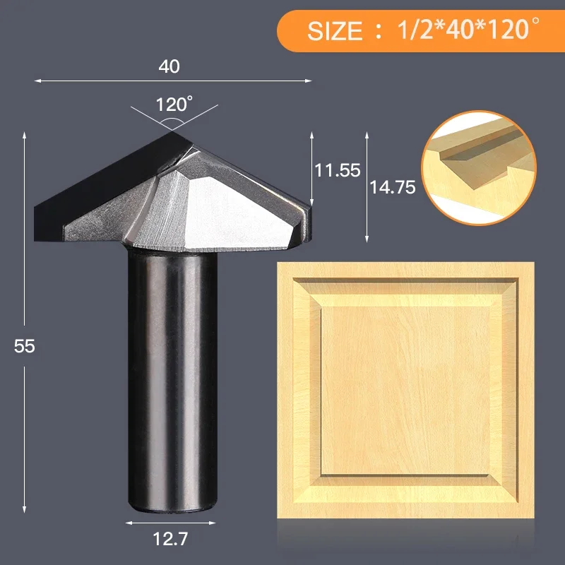 Vsharp PCD V Bit 90 120 150 градусов Алмазная V-образная фреза 1/2 12 мм хвостовик Деревообрабатывающий резак для дерева МДФ Plyoood Craving