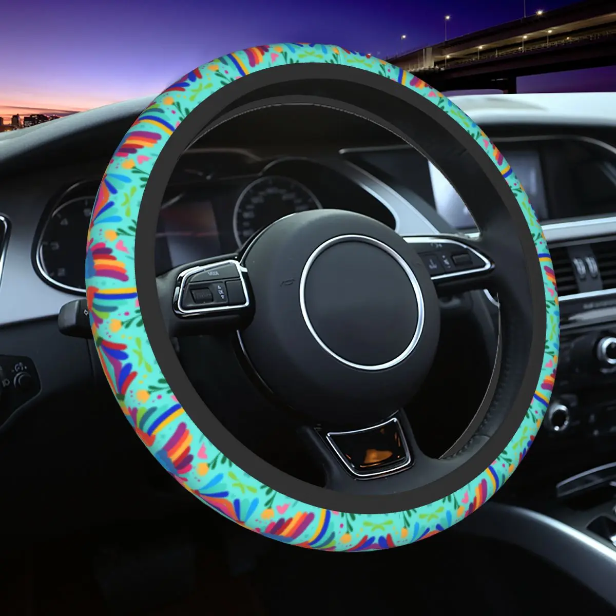 

Best Art Mexican Embroidery Floral Carnaval Seamless Steering Wheel Cover Mexico Car Steering Wheel Protector Auto Accessories