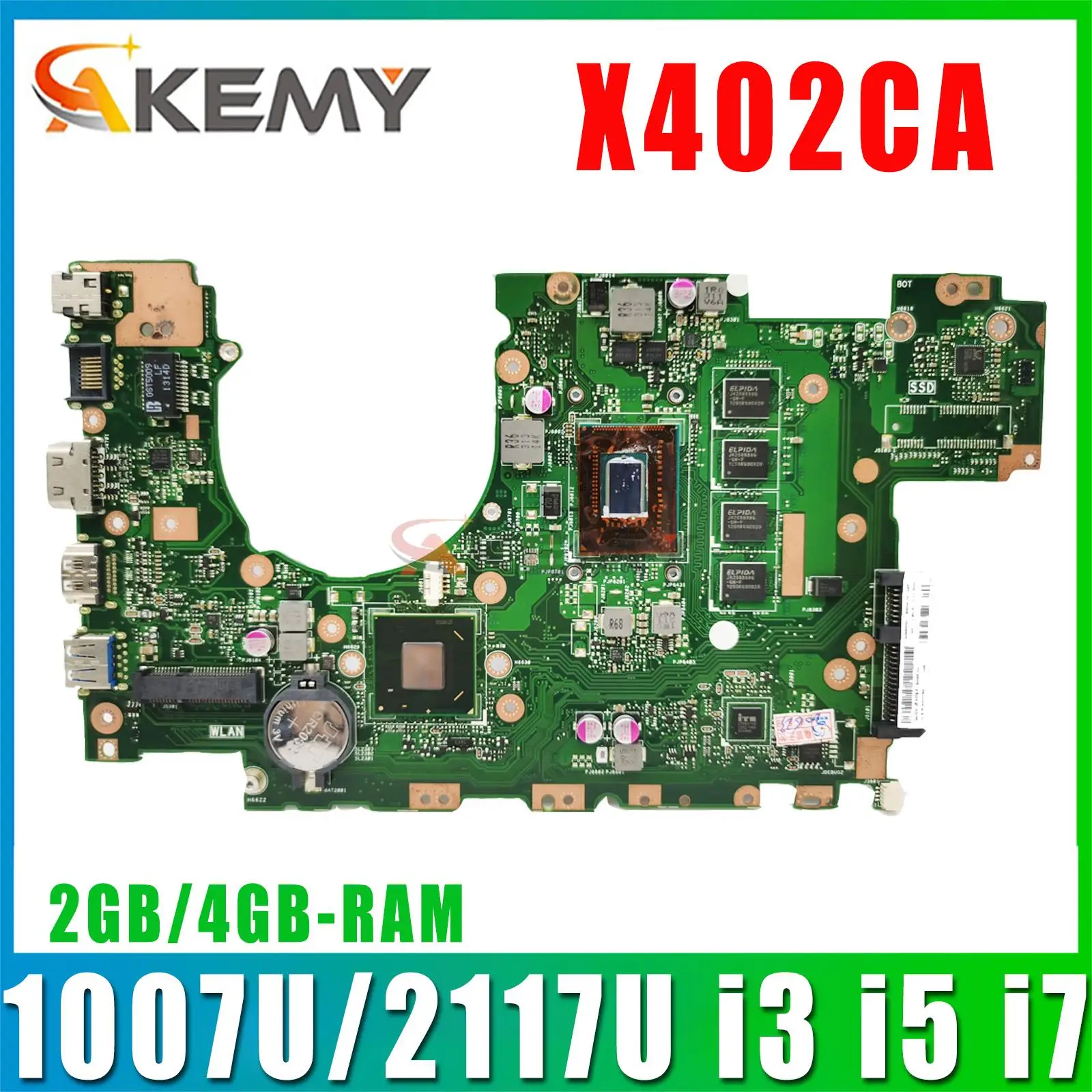 Материнская плата ASUS X402C X502C X402CA X502CA F402CA F502CA материнская плата для ноутбука 1007U/2117U i3 i5 i7 3-го поколения 2 ГБ/4GB-RAM