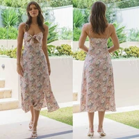 coigarsam womens summer dress 2022 new sexy print belt spaghetti strap pink dresses dropshipping
