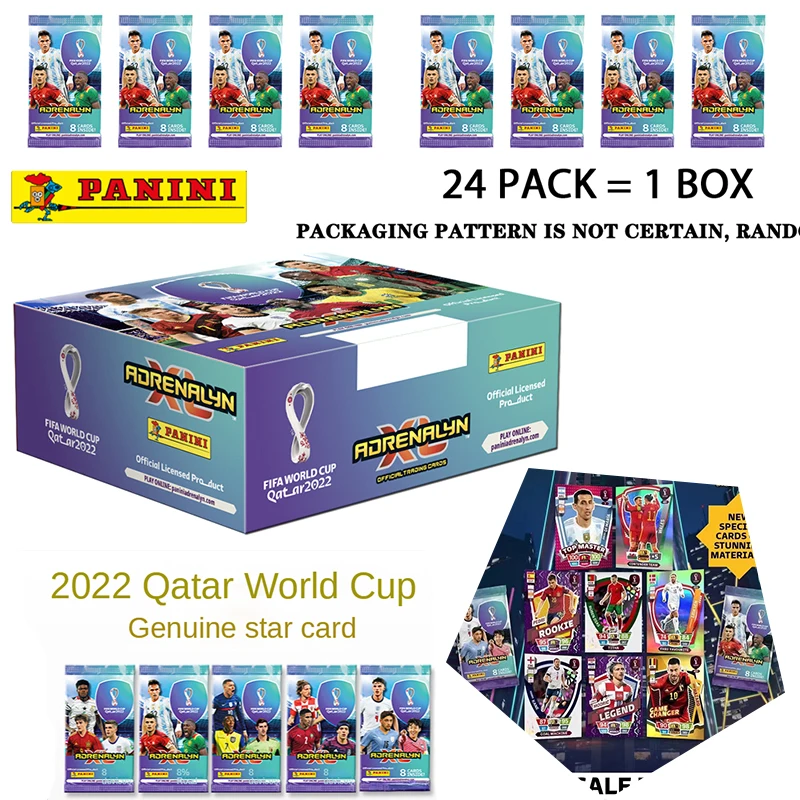 

2022 Panini Football Star Card Box Qatar World Cup Soccer Star Collection Messi Ronaldo Footballer Limited Fan Cards Box Set