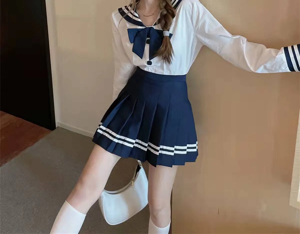 

Women Clothing Pleated Skirt Female with Safety Pants Striped A Word High Waist Thin College Style Half Students JK Short Skirt