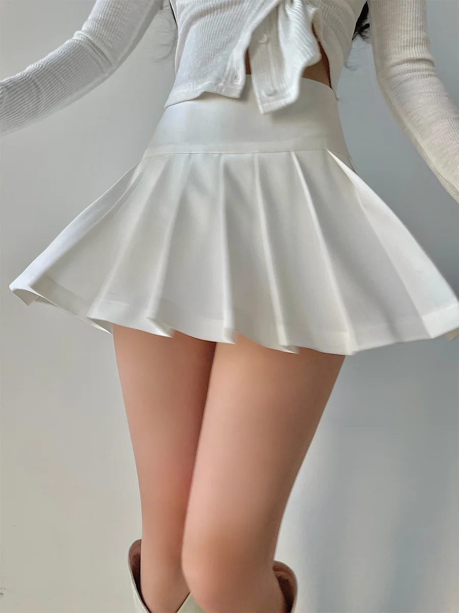 

Пикантная тонкая трапециевидная Защитная юбка с высокой талией, плиссированная юбка, Популярная Корейская женская юбка JK Kawaii, корейская мода M443