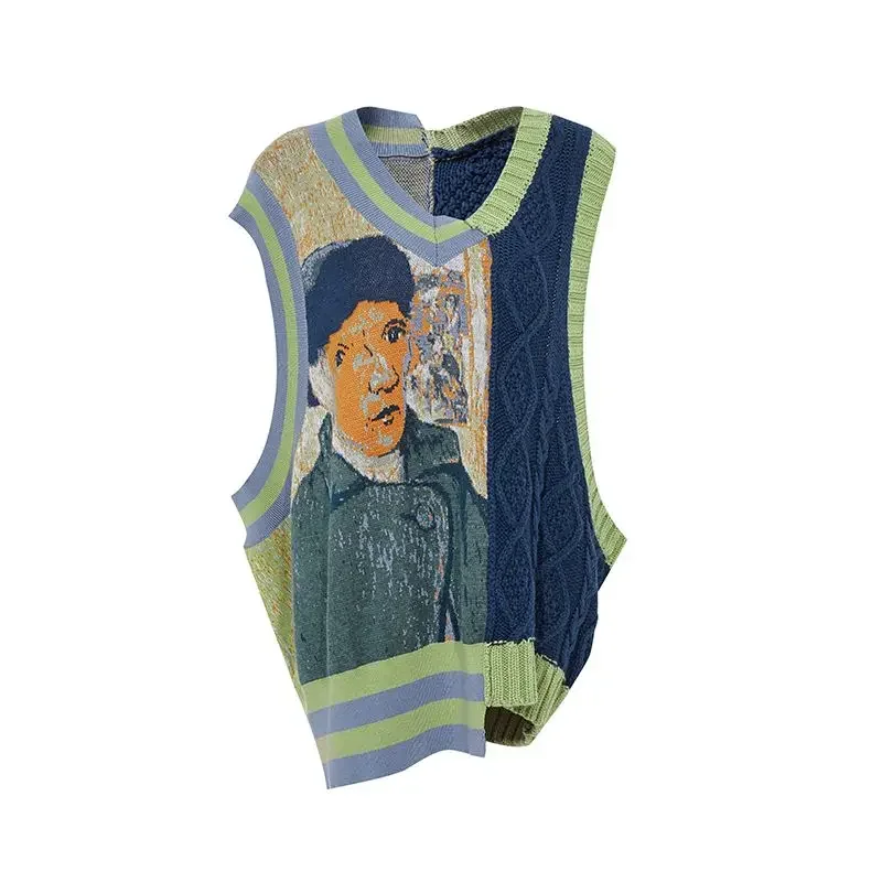 Gaganight женский художественный цветной контрастный жилет без рукавов с v-образным