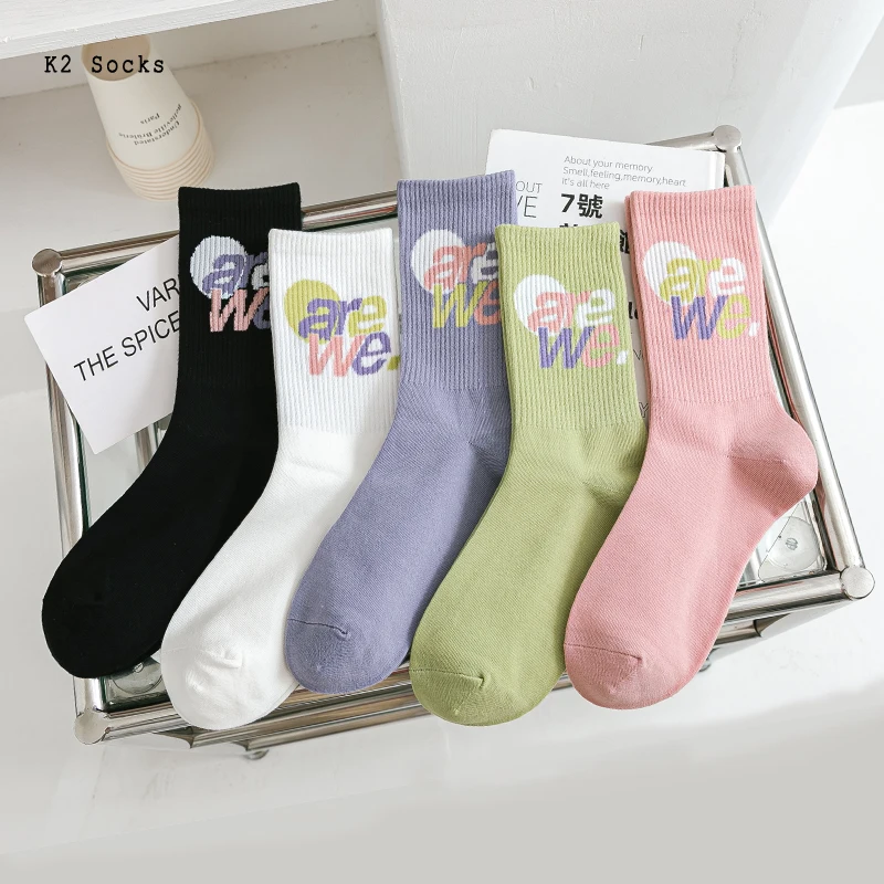 

New Simple Letter Comfortable Long Socks Cotton Harajuku Funny Fashion Outdoor Streetwear Female Sport Soft Girls Women Socks