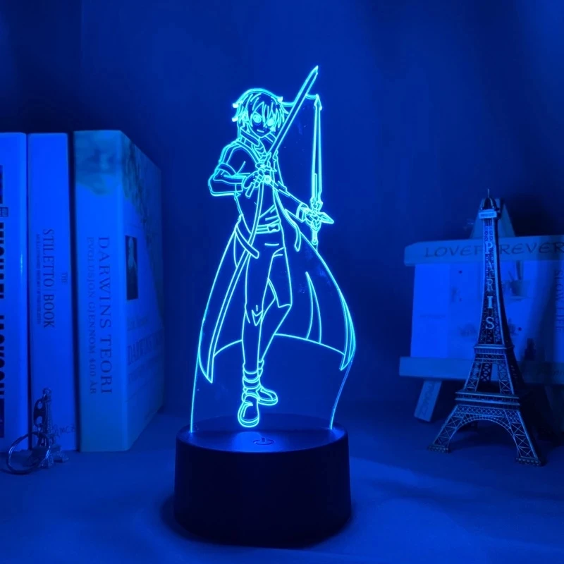 

Anime Led Night Light Sword Art Online Kirito for Bedroom Decor Gift Colorful Nightlight Manga 3d Lamp Kazuto Kirigaya