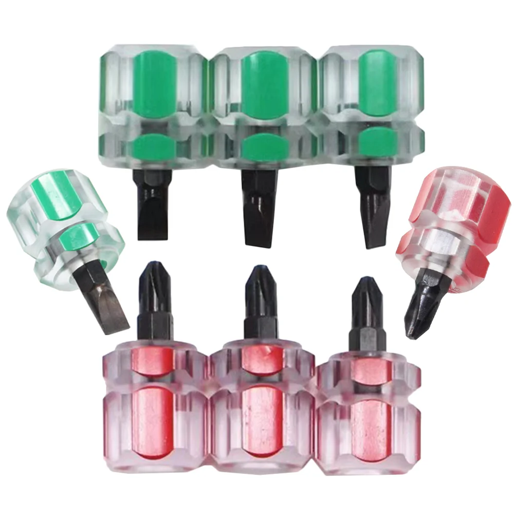 

8 Pcs Mini Screwdriver Short Portable Cross Small Carrot Head Flat Heads Repair