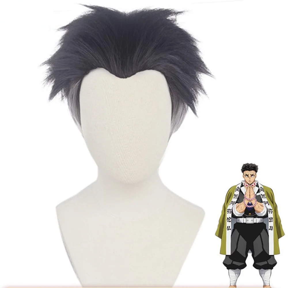 

Anime Demon Slayer: Kimetsu No Yaiba - Himejima Gyoumei Cosplay Wig Role Play Black Gradient Gray Color Anime Wigs