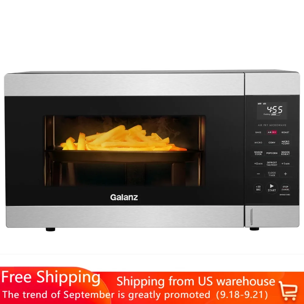 

1000 Watts Microwave 1.2 Cu. Ft. Air Fry + Sensor Cook Countertop Microwave Oven Stainless Steel Ovens Free Shipping Kitchen