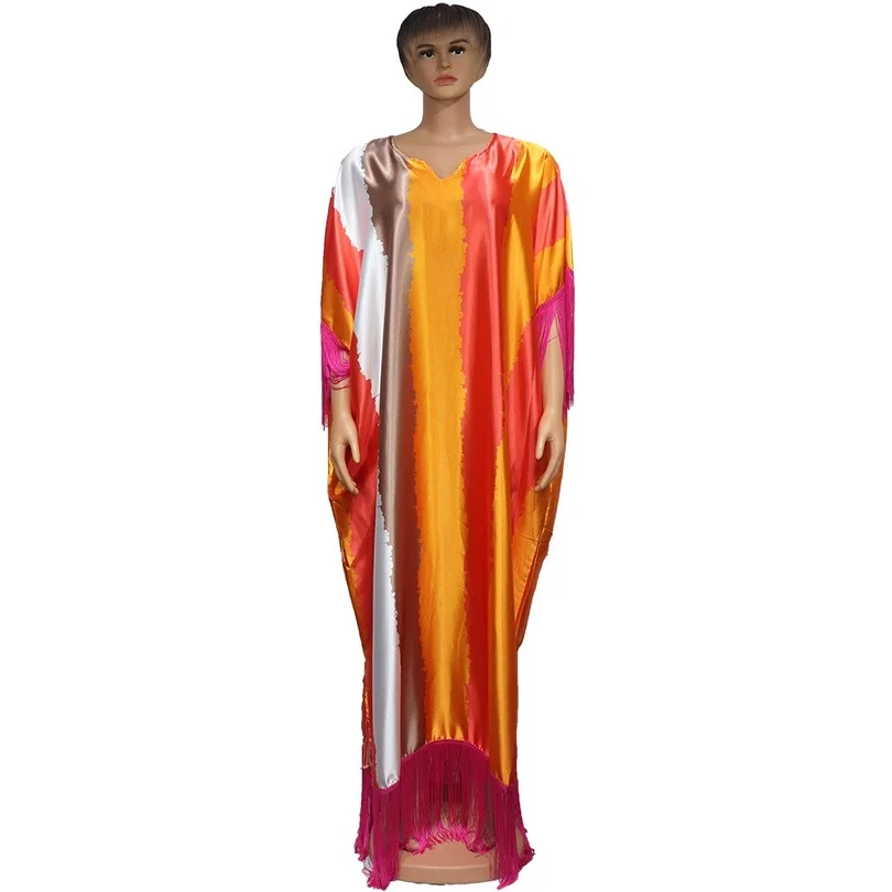 

African Maxi Dresses for Women Fashion Tassel Print Long Dashiki Dress Ladies 2022 New Summer Beach Bohemian Kaftans Plus Size