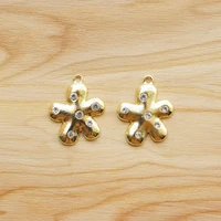 20pcslot matt gold flower with rhinestones charms pendants for diy earrings jewellery making findings accessories