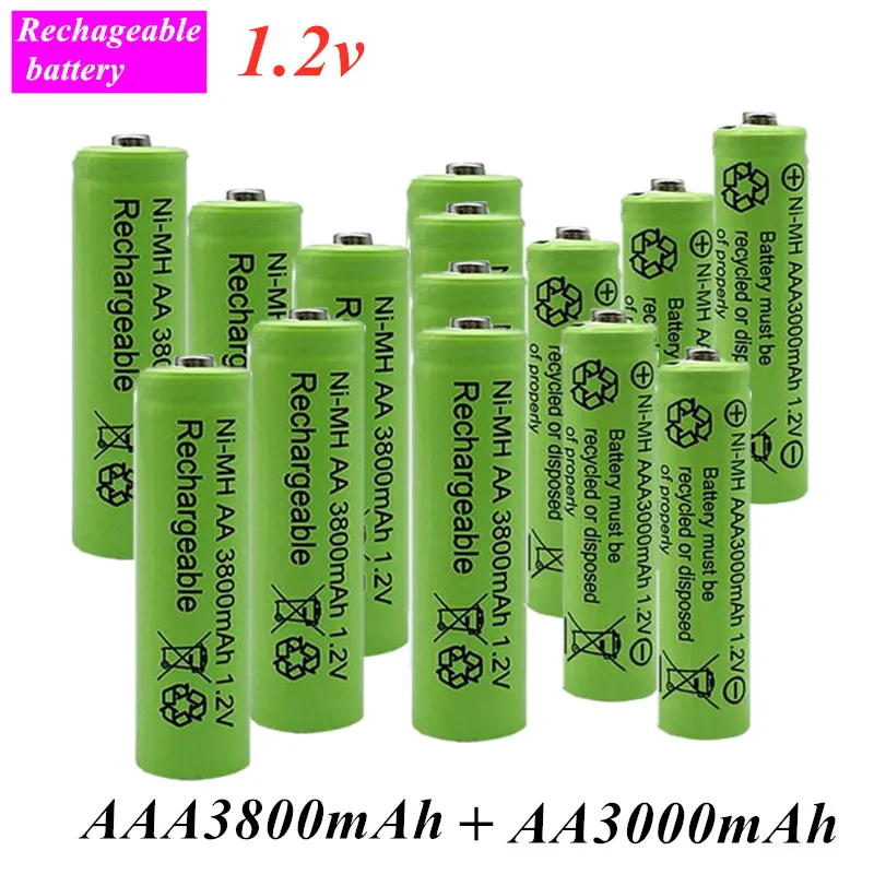 

2022 100% original 1.2V AA 3800mAh NI-MH Rechargeable Batteries+1.2 V AAA 3000 mAh Rechageable battery NI-MH battery