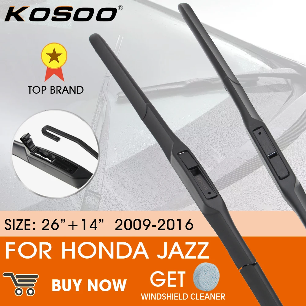 

KOSOO автомобильный стеклоочиститель для Honda Jazz 2009 - 2016 LHD / RHD лобовое стекло лобового стекла стеклоочистителей 26 "+ 14"