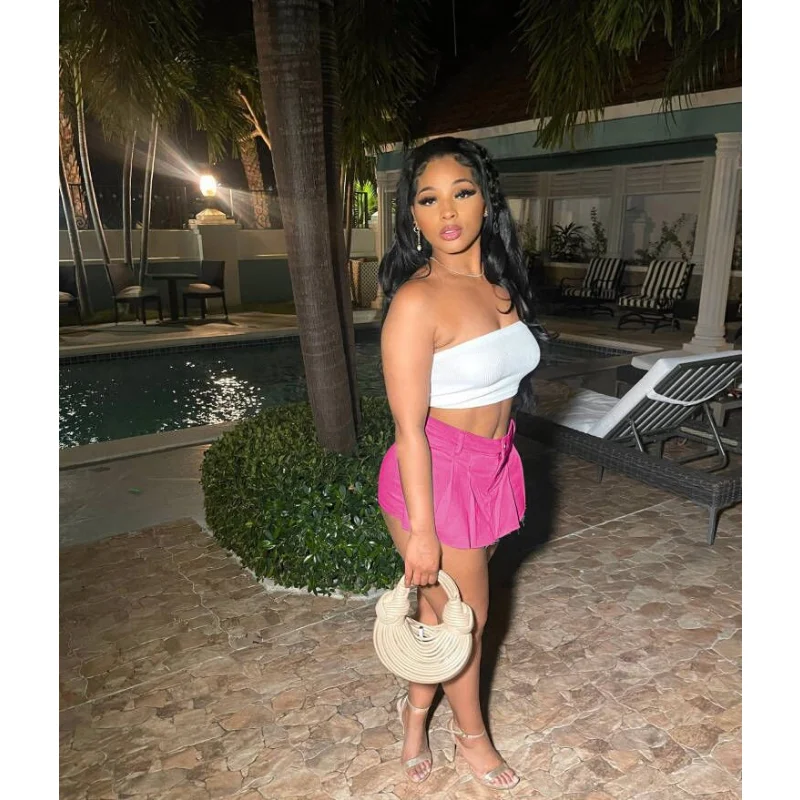 Women Shorts Streetwear Denim High Waisted Pleated Skirts Y2k Style Club Wear 2023 Summer Jeans Sexy Cargo Mini Skirt