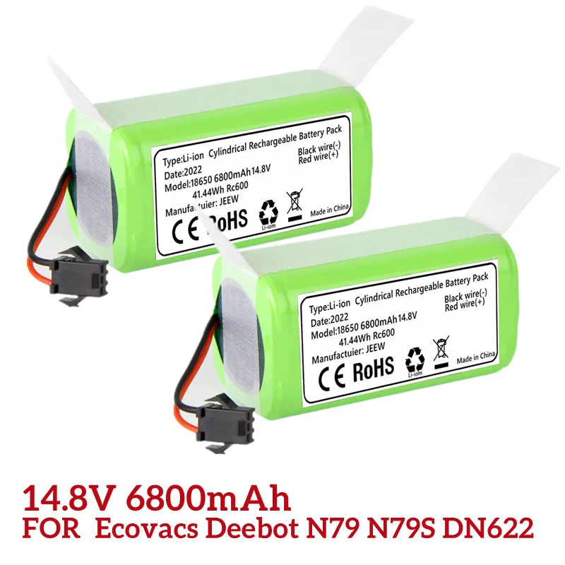

14.8V 6800mAh Replacement Battery Compatible with Ecovacs Deebot N79 N79S DN622 Eufy RoboVac 11 11S 11S MAX 12 15C 15C MAX