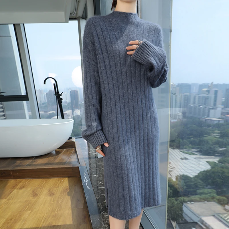 100% норковый кашемировый свитер женский вязаный пуловер с круглым вырезом