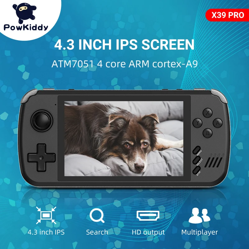 Консоль игровая POWKIDDY X39pro 4 3 дюйма IPS с проводными контроллерами |