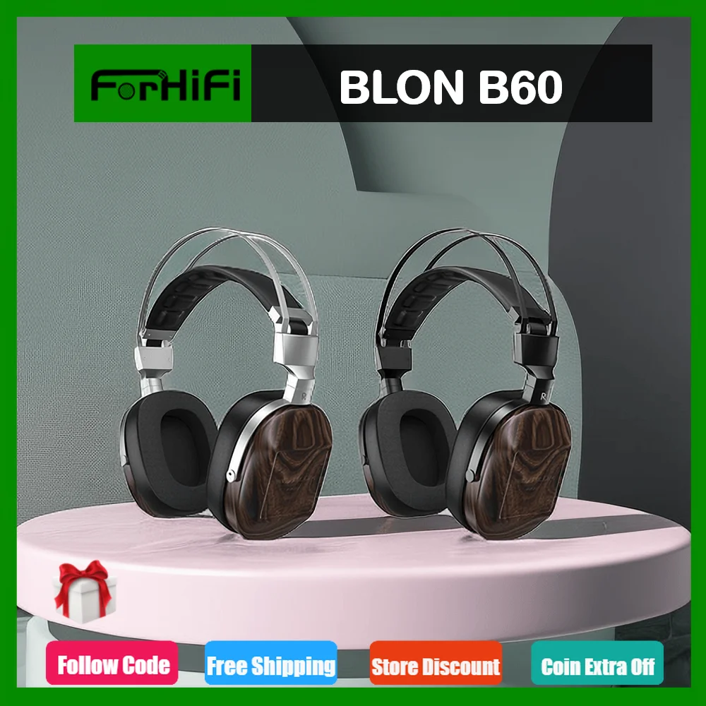 

BLON B60 50mm Dynamic Driver Over-Ear Headphone Beryllium-Coated Diaphragm Wooden Audiophile-grade High-purity Copper Cable