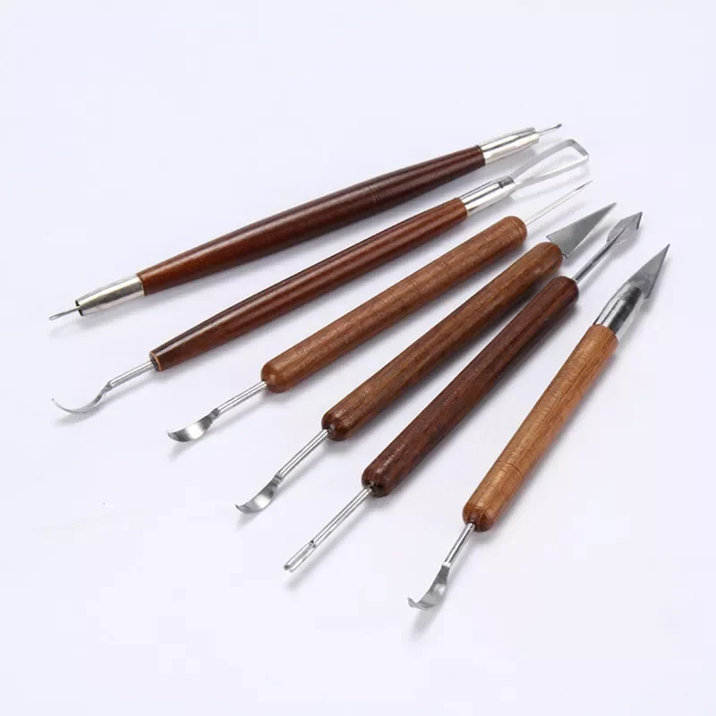 

6pcs/Set Wood Clay Sculpting Kit Sculpt Smoothing Wax Carving Pottery Ceramic Tools Polymer Shapers Modeling Carved Tool