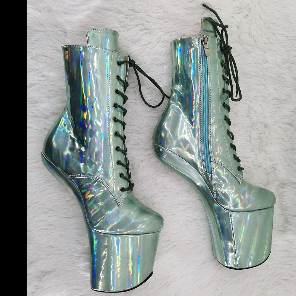 Leecabe PU Upper Platform Ankle Boots Sexy Exotic heelless pole dance shoes