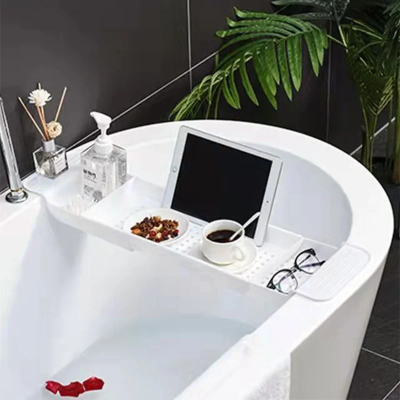 

Bathtub Retractable Drain Rack Toilet Plastic Bathroom Bath Rack Storage Rack Bath Phone Rack