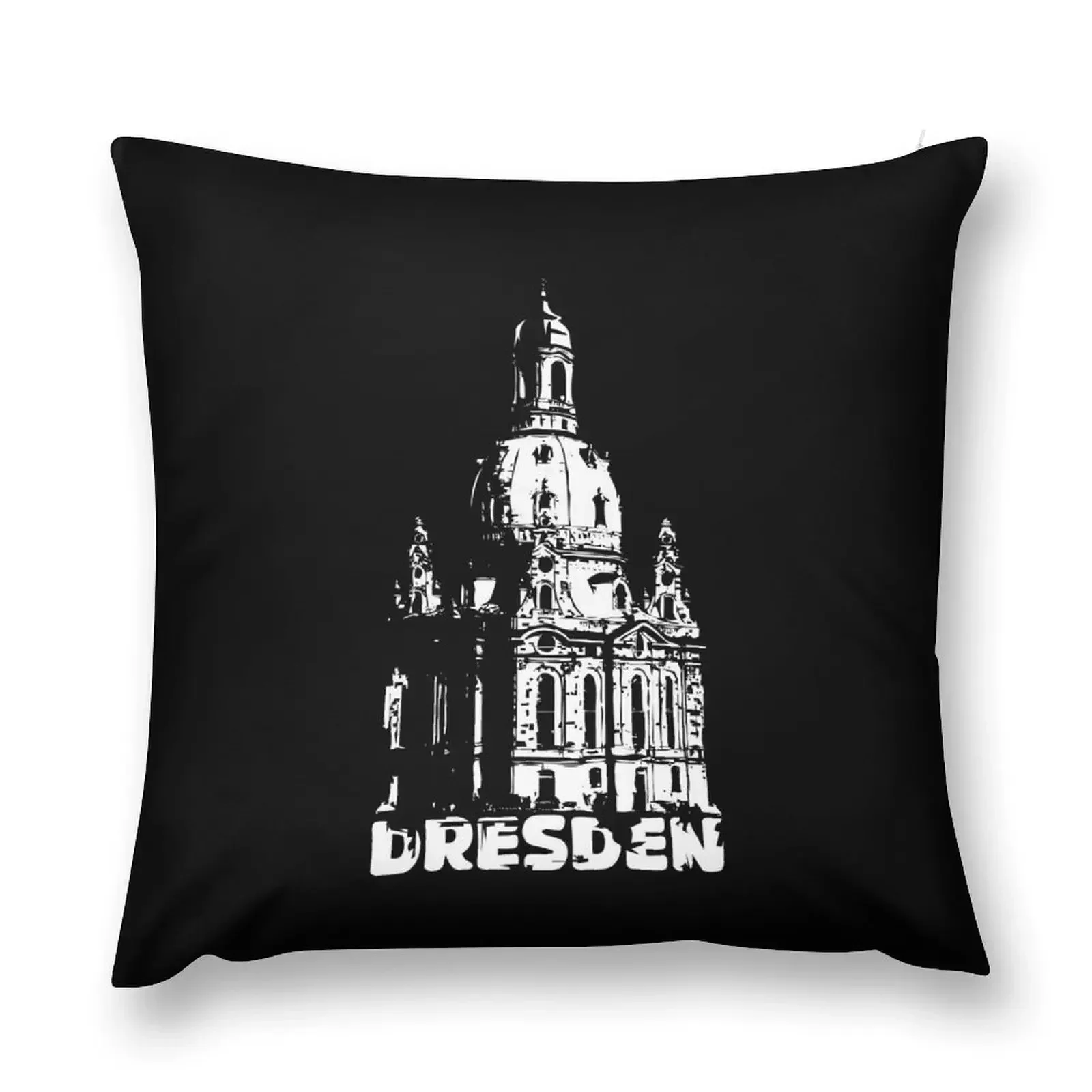 Декоративная подушка с принтом Dresden Frauenkirche East Saxony City Illustration