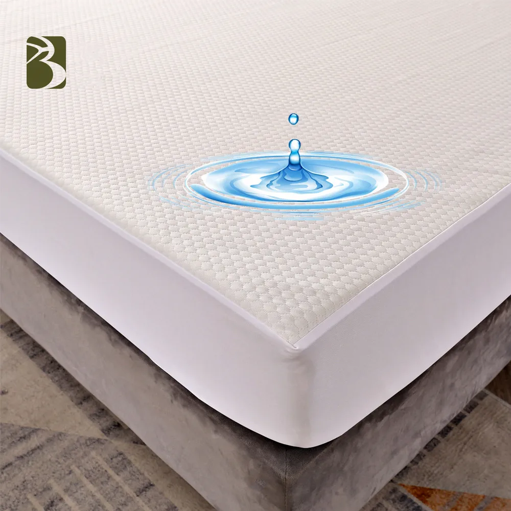 

Bamboo Fiber Mattress Protector Cover Waterproof Fitted Sheets Breathable Hypoallergenic Bedspread Pad Covers Anti-mite White