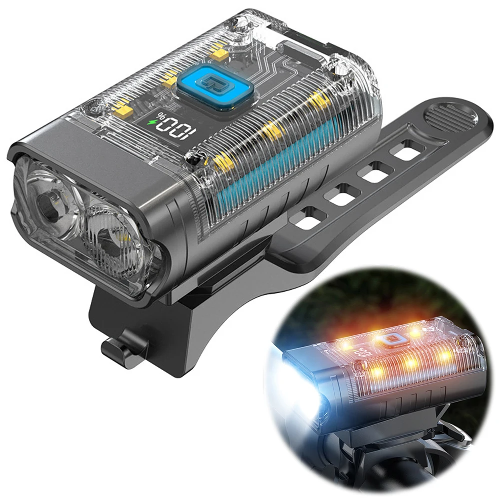 Фонарик на руль велосипеда с индикатором мощности, 1200 мАч, 4 скорости ...