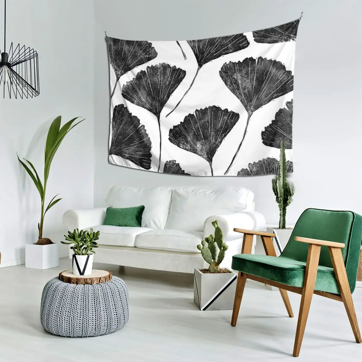 Гинкго билоба линорез узор в виде листьев гобелен декор для спальни комнаты