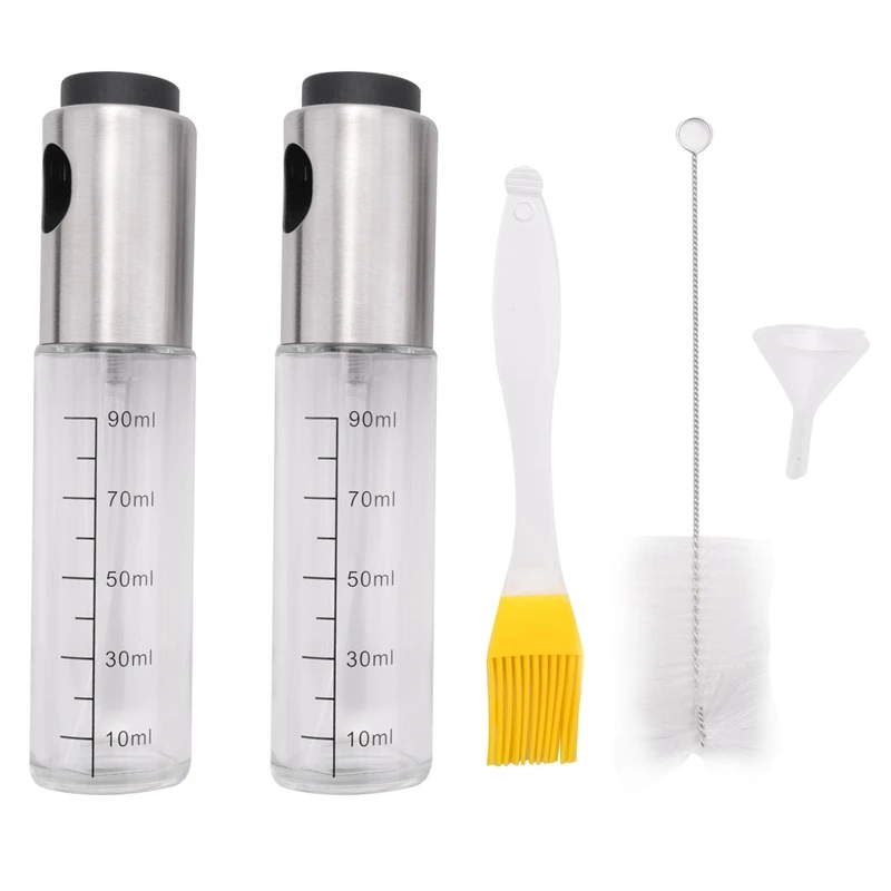 

Распылитель масла для приготовления пищи, 2 штуки в упаковке для фритюрницы, распылитель оливкового масла, стеклянная бутылка для салата, ба...