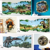 3d dinosaurs wall stickers home decoration cartoon living room jurassic period animals print decal mural art poster peel s