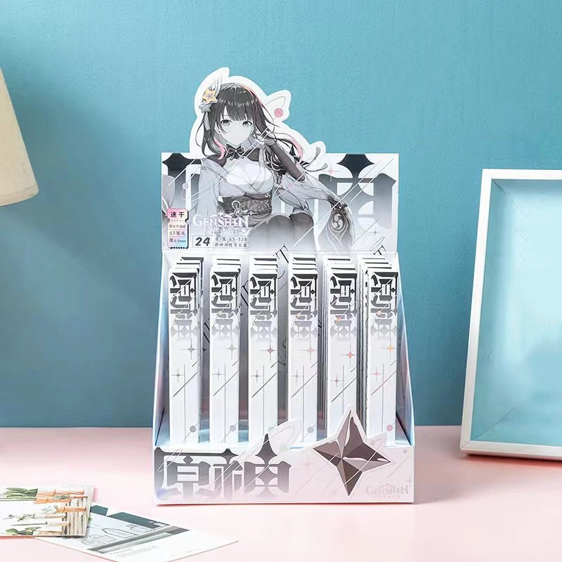 

Ударная гелевая ручка 24 шт./коркор. аниме Genshin, канцелярские товары для учебы, игрушки, подарок, школьные принадлежности