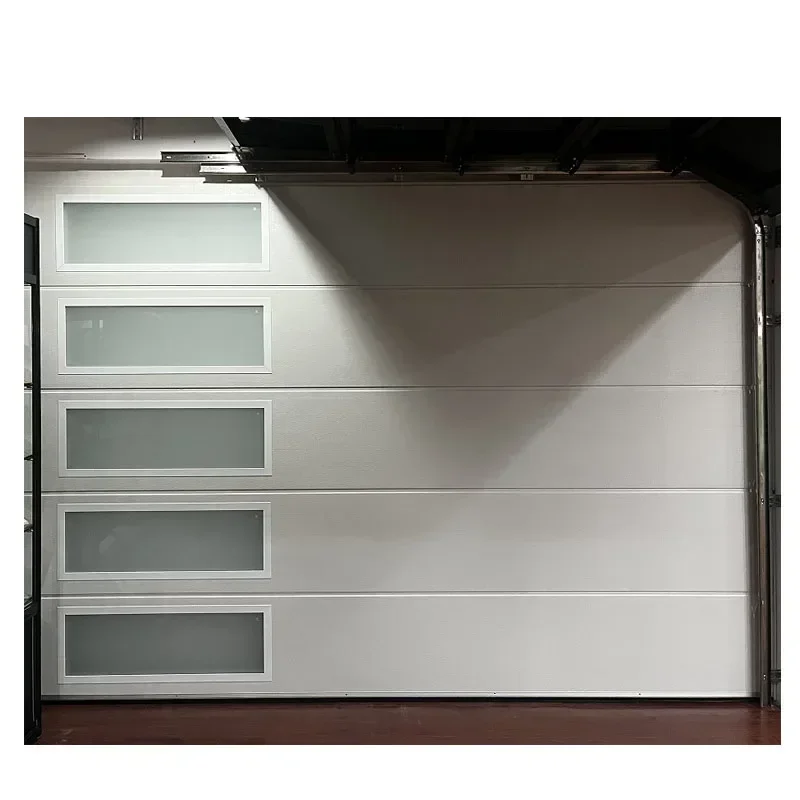 Стальная стеклянная распашная дверь для гаража