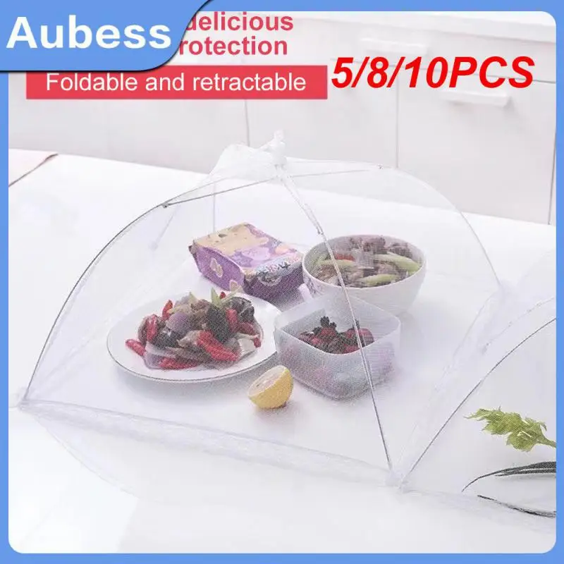 

5/8/10PCS Foldable Meal Vegetable Fruit Cover Washable Breathable Lace Umbrella Style Food Cover Anti Fly Mosquito Food Covers