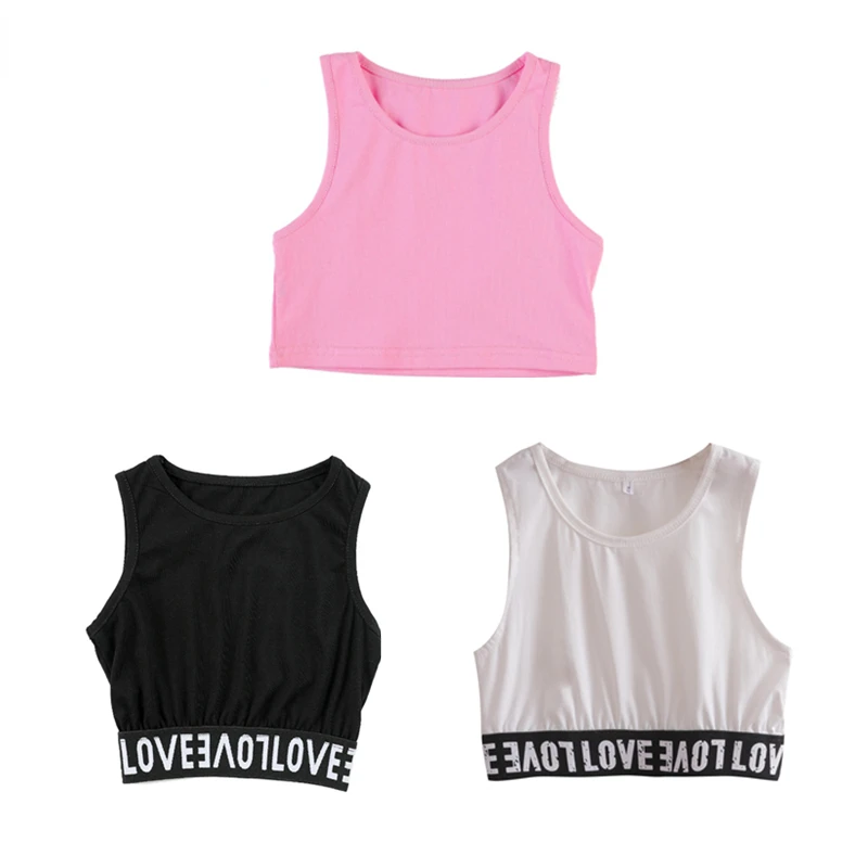 

Girls Hip Hop Tank Top Underwear Kids Cotton Crop Top Street Dance Teen Vest Child Stage Camisole Jazz Streewear Clothes Costume