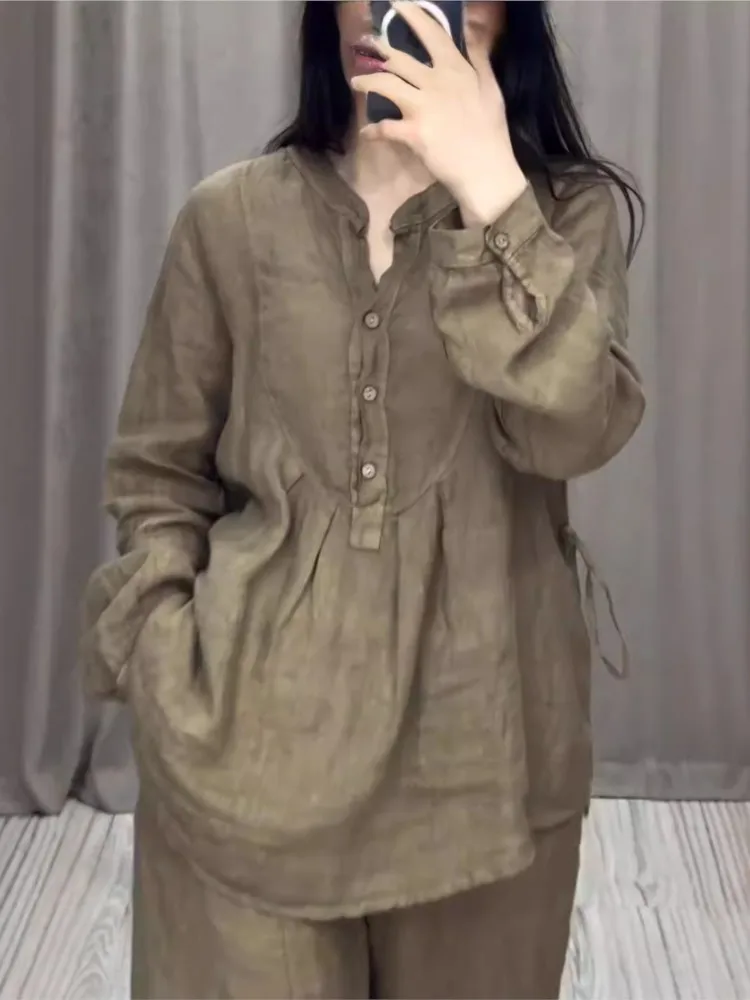 Простые однотонные брюки женские комплекты с длинными рукавами и пуговицами