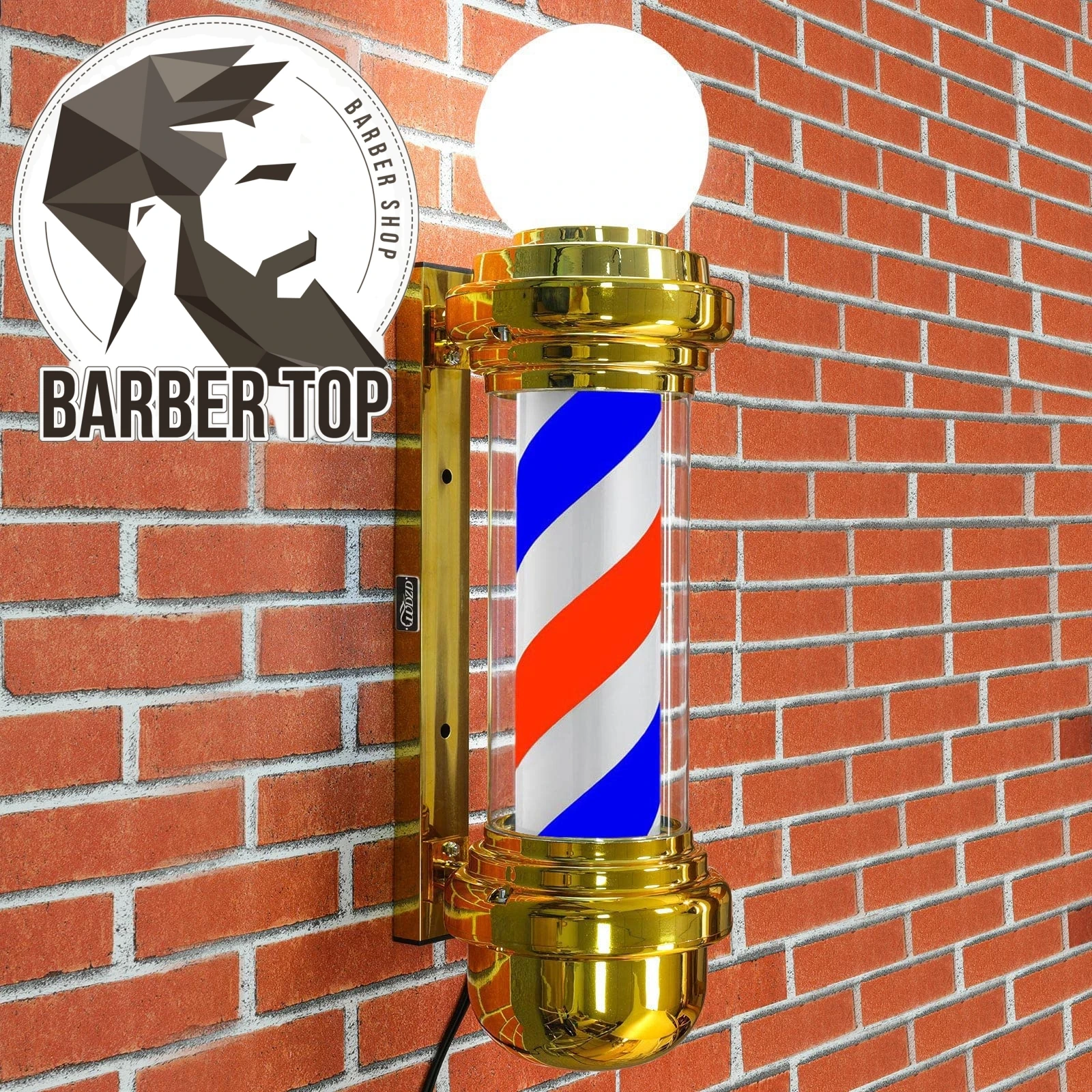 27'' Barber Pole Light Hair Salon Open Sign Barber Shop Rotating LED Strips IP54 Waterproof Save Energy Wall Mount Light