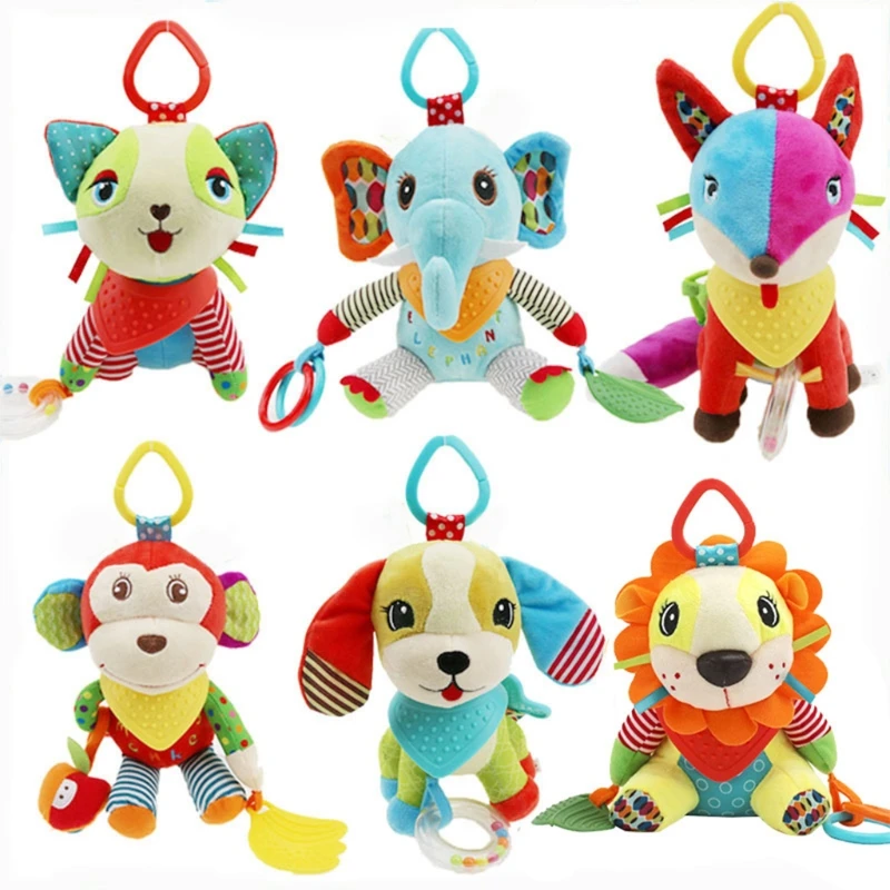 

Cute Animal Shaped Rattle Baby Gifts Infant Bed Around Decoration Hanging Toy with Teether Food Grade Toys