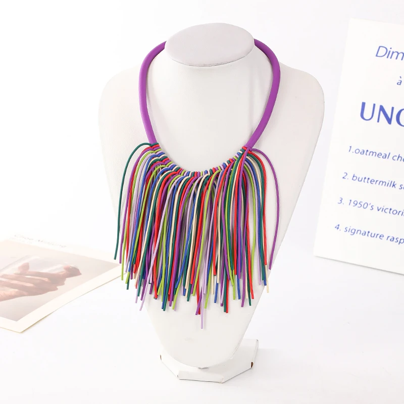 

New Designer Handmade Women Necklace Multicolor Silicone Choker Necklace Ethnic Style Clothes Accessories Unique Fashion Jewelry