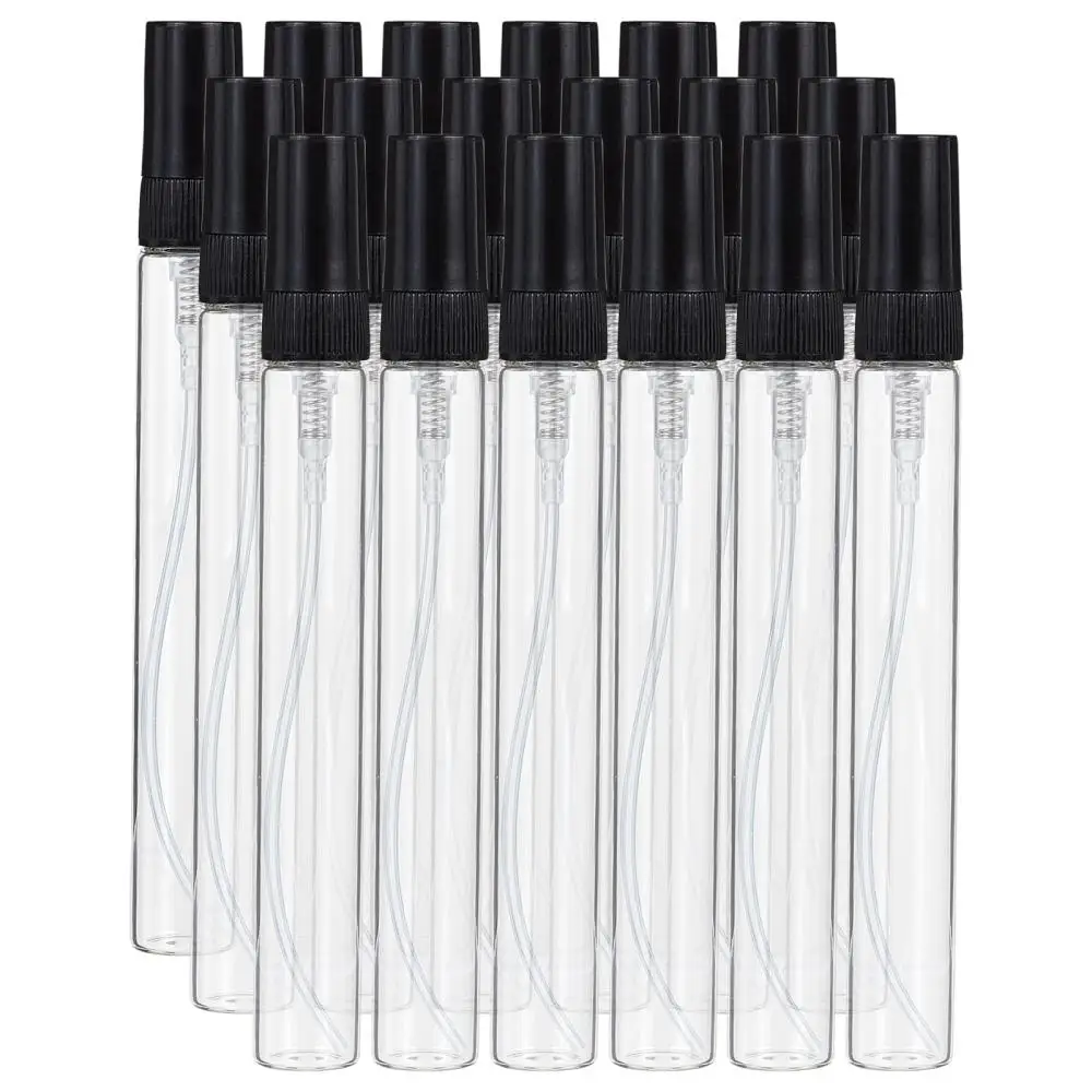 25Pcs Mini Refillable Glass Spray Bottles 10ml Clear Tube Jars for Perfume Essential Oil Storage Portable Travel Accessories