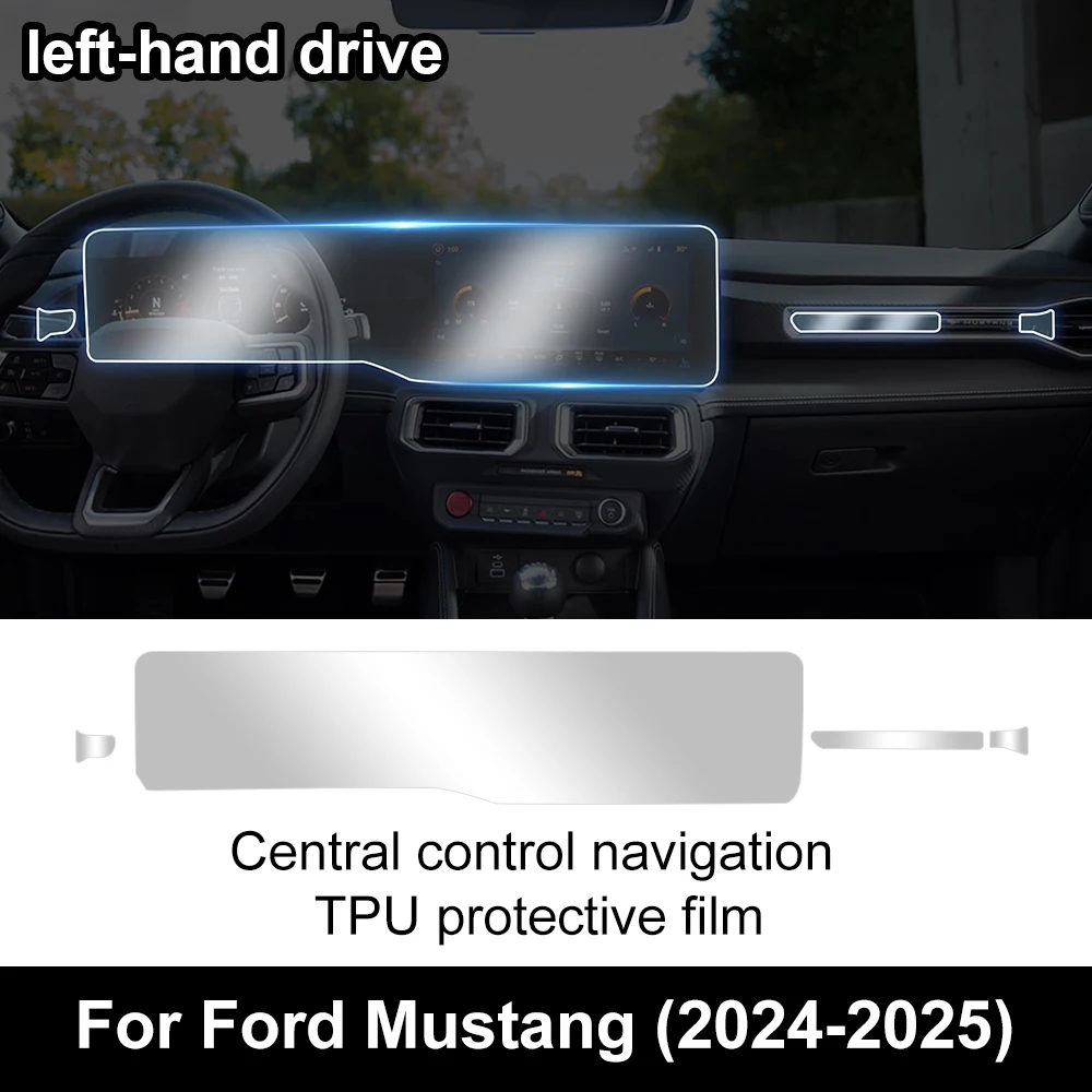 

ТПУ для Ford Mustang 2024 2025, защитная пленка для центрального управления, навигационный экран, наклейка против царапин, аксессуары RHD с левым рулем