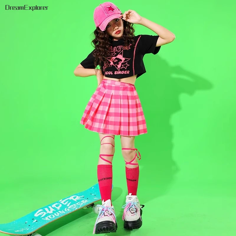 Короткая рубашка в стиле хип-хоп для девочек летняя куртка клетчатая юбка