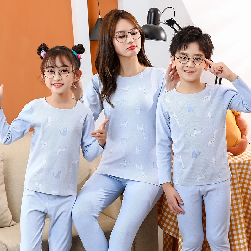 【LF】Бесшовный пижамный комплект для родителей и детей жаккардовый в тонкую